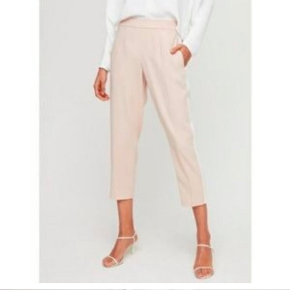 Tan, cropped Babaton work pants